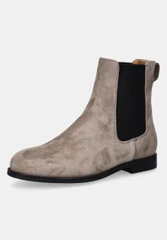 BOSS botine din piele intoarsa Lycia culoarea maro, cu toc plat, 50548594 imagine