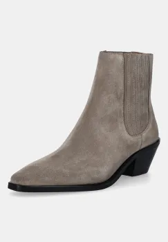 BOSS botine din piele intoarsa Niara culoarea maro, cu toc drept, 50548781 imagine