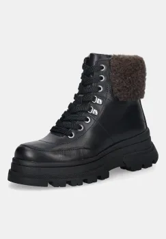 BOSS botine Foster culoarea negru, cu toc plat, 50552767 imagine