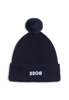 BOSS caciula de bumbac pentru copii culoarea bleumarin, J52595 imagine