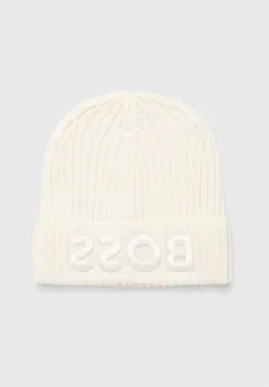 BOSS caciula de lana culoarea alb, de lana imagine