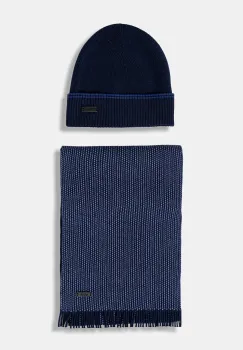 BOSS caciula si fular din lana culoarea bleumarin, 50548858 imagine