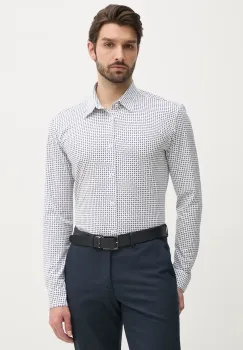 BOSS camasa barbati, culoarea alb, cu guler clasic, slim, 50539457 imagine