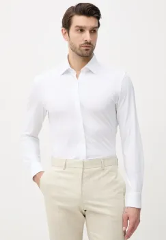 BOSS camasa barbati, culoarea alb, cu guler clasic, slim imagine