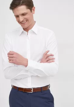 BOSS camasa barbati, culoarea alb, cu guler clasic, slim imagine