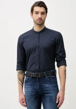 BOSS camasa barbati, culoarea albastru marin, cu guler stand-up, slim, 50532882 imagine