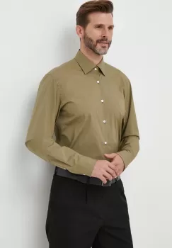 BOSS camasa barbati, culoarea verde, cu guler clasic, slim imagine