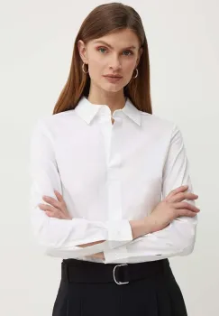 BOSS camasa Bashinah femei, culoarea alb, cu guler clasic, slim imagine