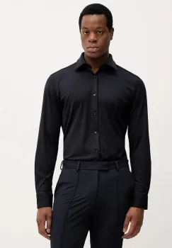 BOSS camasa culoarea bleumarin, cu guler italian, slim, 50550068 imagine