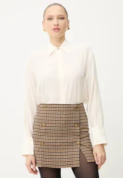 BOSS camasa de matase culoarea bej, cu guler clasic, relaxed, 50551961 imagine