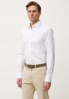 BOSS camasa din bumbac barbati, culoarea alb, cu guler clasic, regular, 50533040 imagine