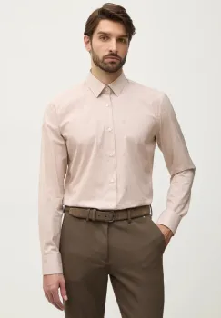 BOSS camasa din bumbac barbati, culoarea bej, cu guler clasic, slim, 50533044 imagine
