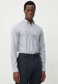 BOSS camasa din bumbac barbati, culoarea gri, cu guler button-down, slim, 50520265 imagine