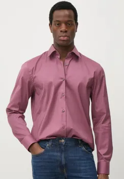 BOSS camasa din bumbac barbati, culoarea roz, cu guler clasic, slim, 50532875 imagine