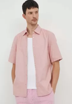 BOSS camasa din bumbac BOSS ORANGE barbati, culoarea roz, cu guler clasic, regular imagine