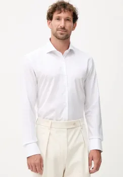 BOSS camasa din bumbac culoarea alb, cu guler italian, slim, 50550925 imagine