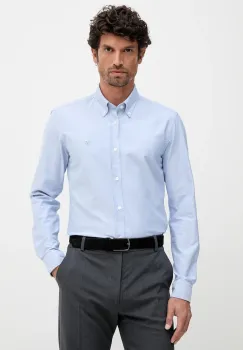 BOSS camasa din bumbac culoarea bleumarin, slim, 50544951 imagine