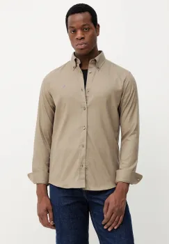 BOSS camasa din bumbac culoarea verde, cu guler button-down, slim, 50550583 imagine
