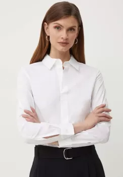 BOSS camasa femei, culoarea alb, cu guler clasic, slim imagine