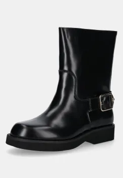 BOSS cizme de piele Eleri culoarea negru, cu toc plat, 50548759 imagine