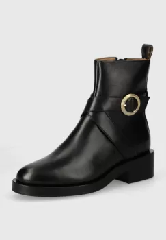 BOSS cizme de piele Iryna femei, culoarea negru, cu toc drept, 50523457 imagine