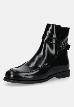 BOSS cizme de piele Lycia culoarea negru, cu toc plat, 50548582 imagine