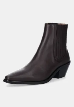 BOSS cizme de piele Niara culoarea violet, cu toc drept, 50558640 imagine