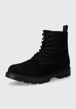 BOSS cizme din piele intoarsa Adley barbati, culoarea negru, 50523893 imagine