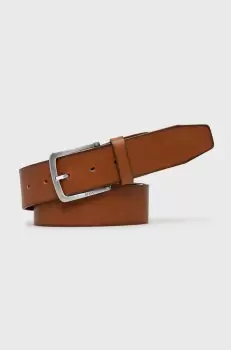 BOSS curea de piele barbati, culoarea maro imagine