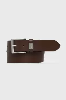 BOSS curea de piele barbati, culoarea maro imagine