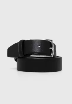 BOSS curea de piele barbati, culoarea negru imagine