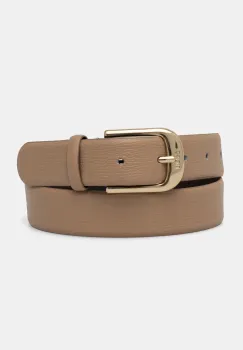 BOSS curea de piele femei, culoarea bej, 50480651 imagine