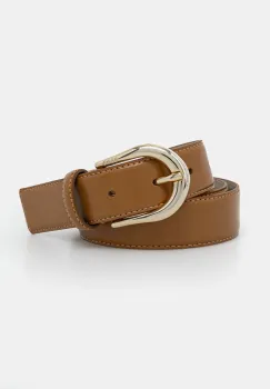 BOSS curea de piele femei, culoarea bej, 50536887 imagine