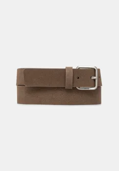 BOSS curea din piele intoarsa culoarea bej, 50553301 imagine