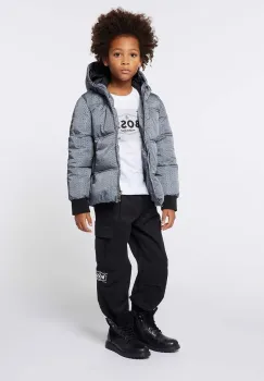 BOSS geaca copii culoarea gri, J51244 imagine