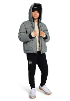 BOSS geaca copii culoarea gri, J52394 imagine