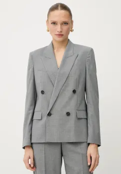 BOSS geaca de lana culoarea gri, cu doua randuri de nasturi, uni, 50543302 imagine