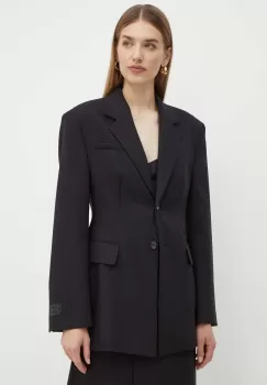 BOSS geaca de lana culoarea negru, un singur rand de nasturi, neted, 50518411 imagine