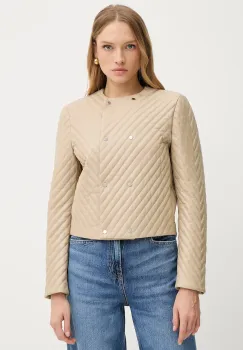 BOSS geaca de piele culoarea bej, de tranzitie, 50541919 imagine