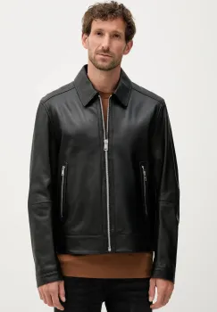 BOSS geaca de piele culoarea negru, de tranzitie, 50543214 imagine