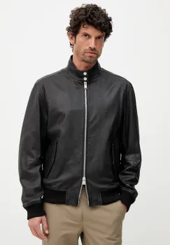 BOSS geaca de piele culoarea negru, de tranzitie, 50543899 imagine