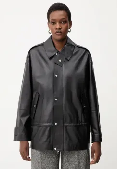 BOSS geaca de piele culoarea negru, de tranzitie, 50544445 imagine
