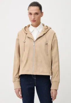 BOSS geaca din piele intoarsa culoarea bej, de tranzitie, oversize, 50543211 imagine