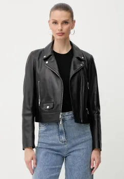 BOSS geaca ramones de piele culoarea negru, de tranzitie, 50548471 imagine