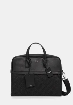 BOSS geanta pentru laptop din piele culoarea negru, 50548188 imagine
