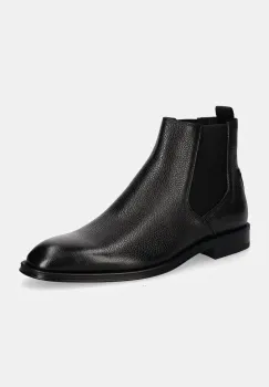 BOSS ghete chelsea de piele Derrek barbati, culoarea negru, 50524891 imagine