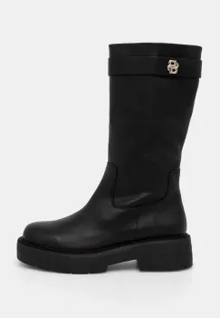 BOSS ghete de piele Rebby femei, culoarea negru, cu platforma, 50529775 imagine