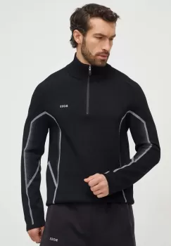 Boss Green bluza barbati, culoarea negru, modelator imagine