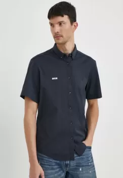 Boss Green camasa din bumbac barbati, cu guler button-down, regular imagine