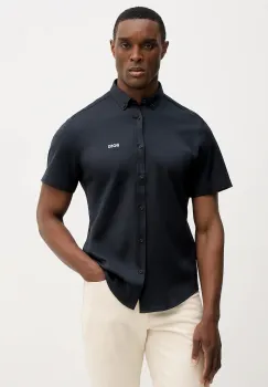 BOSS Green camasa din bumbac ST_Motion S culoarea bleumarin, cu guler button-down, regular, 50555951 imagine